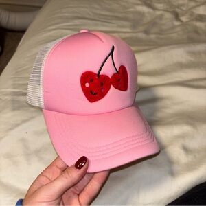 Pink Trucker Hat with Cherry Design
